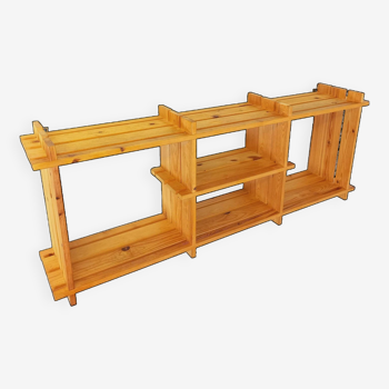 Wall or standing shelf in vintage pine Maison Regain style from the 80s