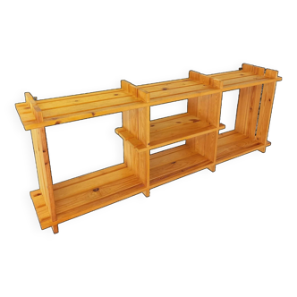 Wall or standing shelf in vintage pine Maison Regain style from the 80s