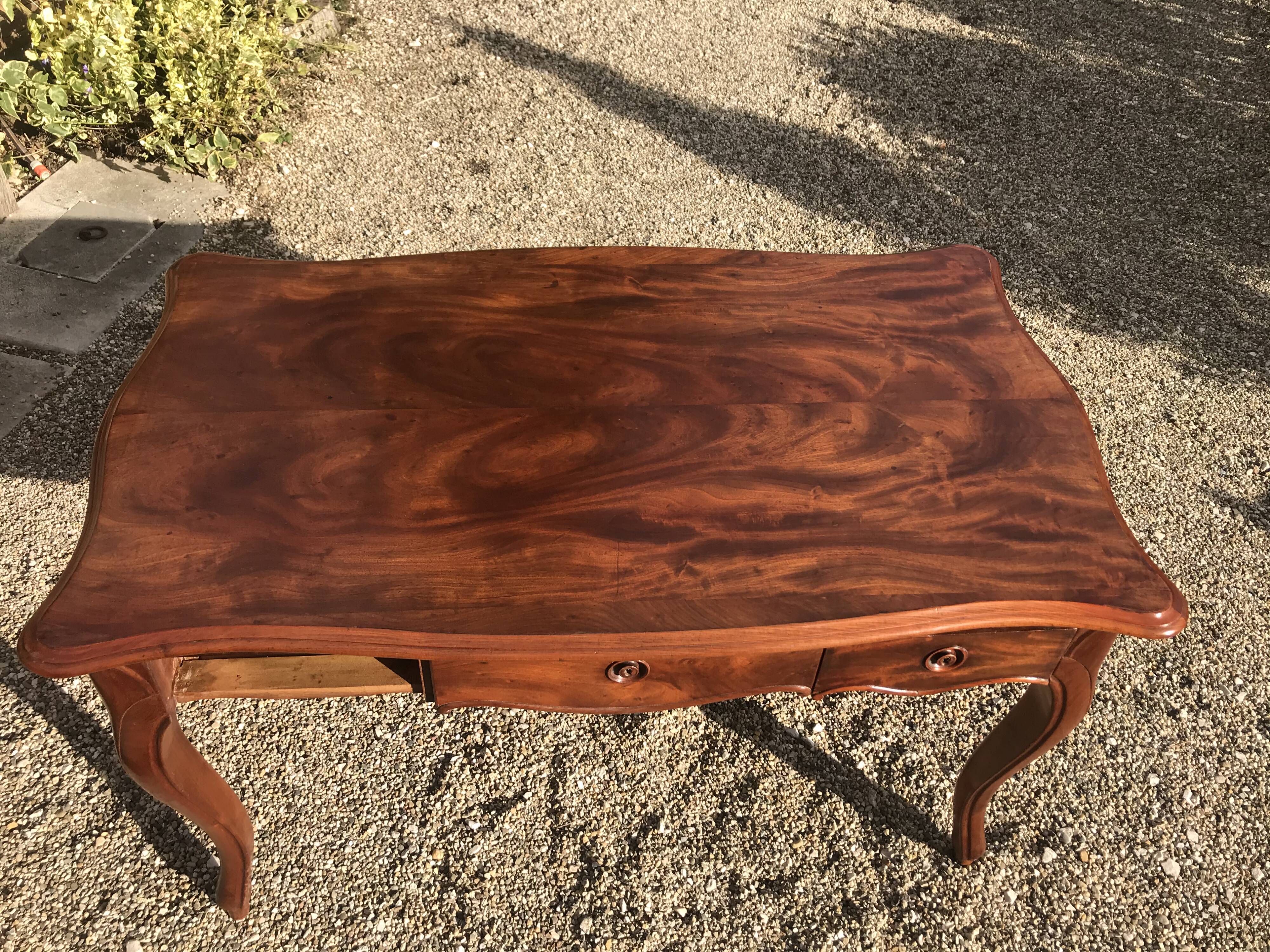 Louis XV-style mahogany desk