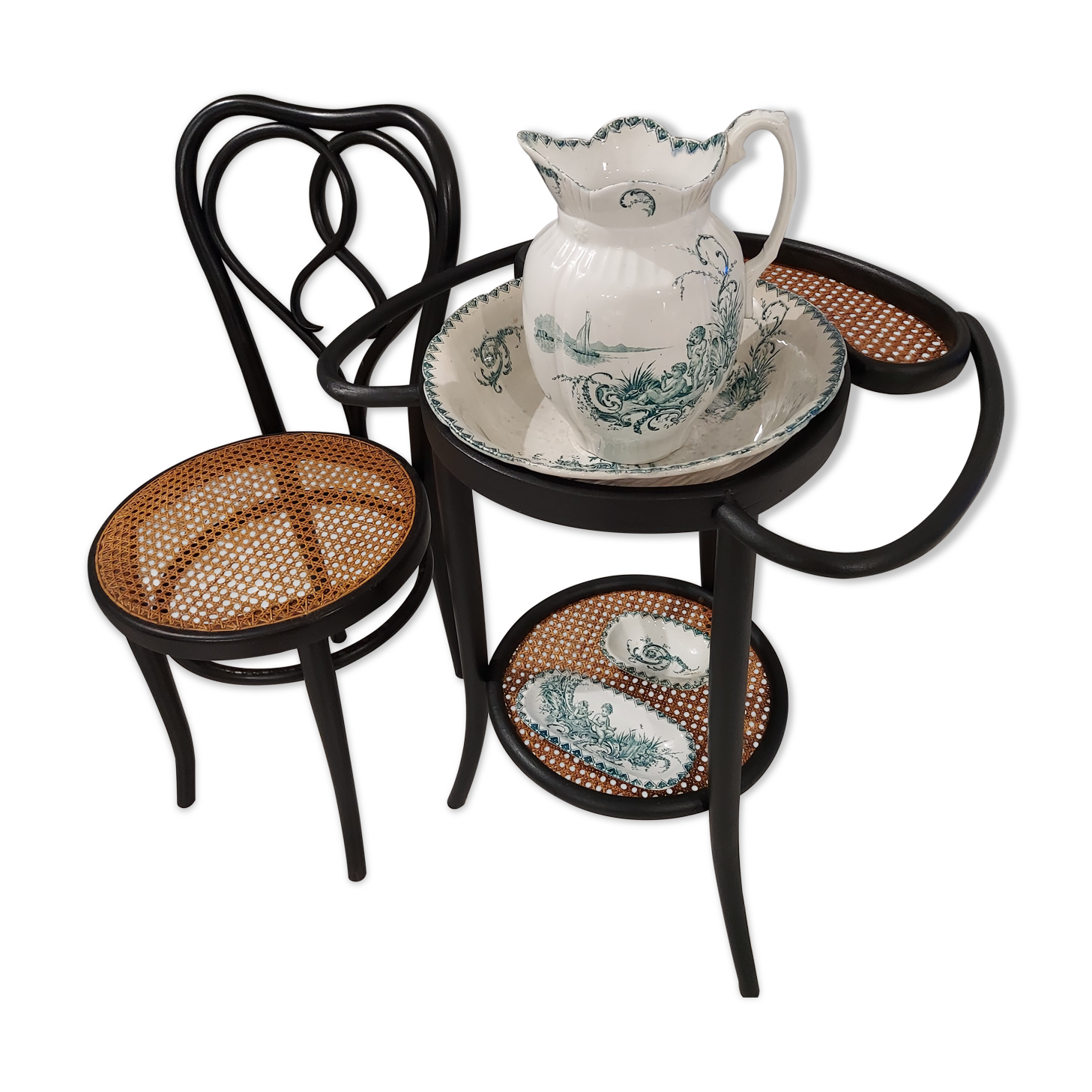Ensemble Table de toilette et sa chaise Thonet années 1900