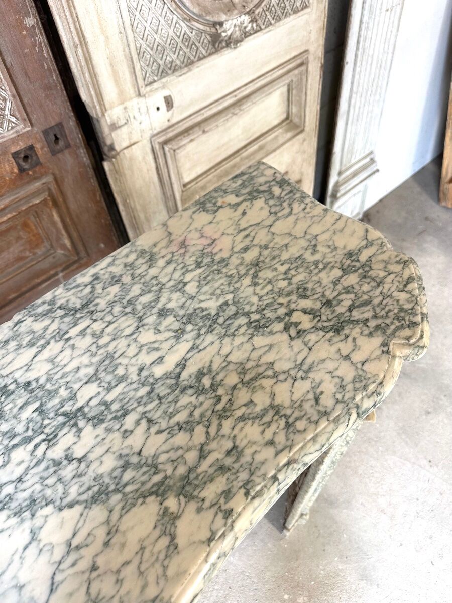 Cheminée de Louis XV pompadour circa 1900 marbre vert d’Estours