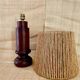 Lampe bois, câble tissu, abat-jour coco années 70