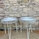 Paire de tabourets en fer blanc