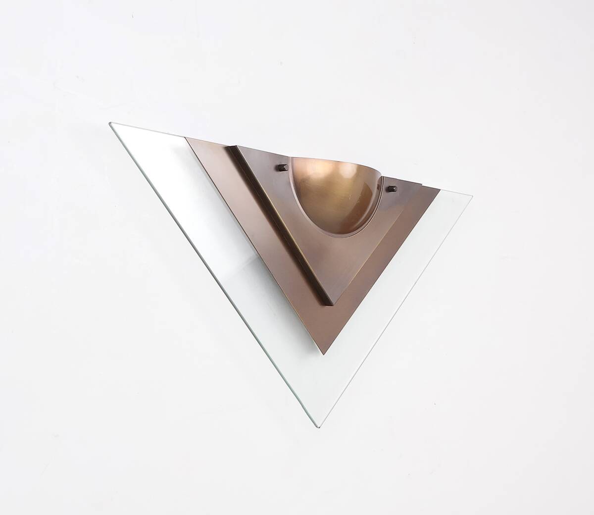 Dutch Design copper colored wall lamp with glass, Dijkstra 1980s