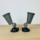 Pair of industrial metal spot wall lights in loft style.