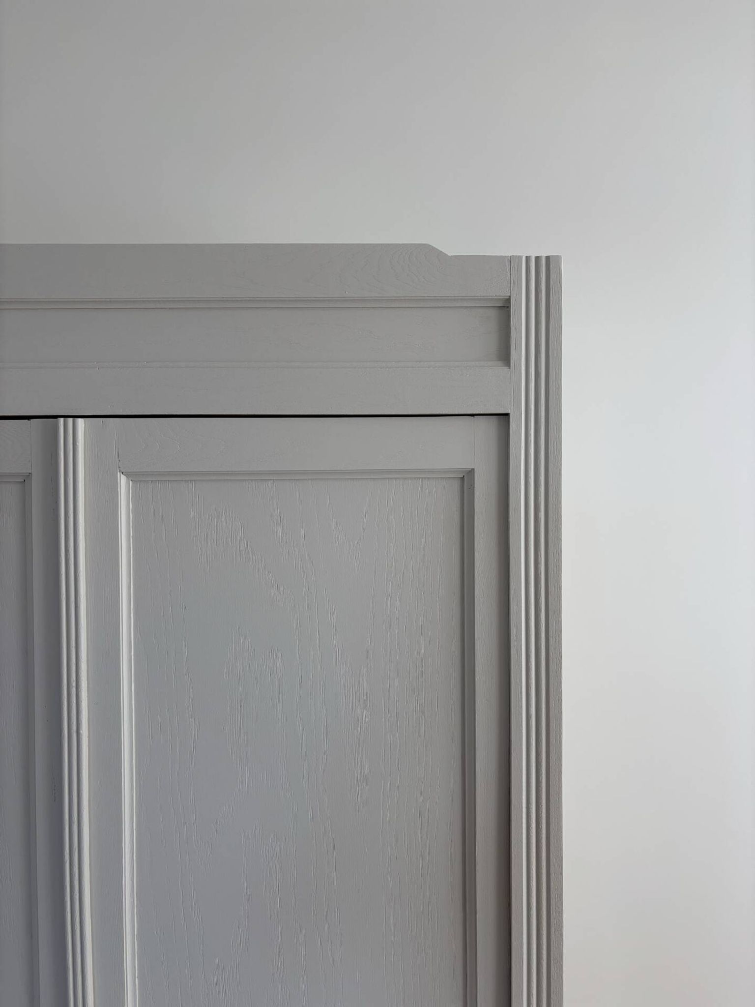 Parisian wardrobe with shelves, renovated oak wood.