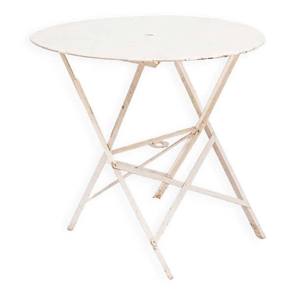 Table pliante ronde française vintage en fer