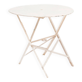 Vintage French round folding table in iron.