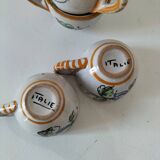 Ensemble 5 mini tasses italiennes en faïence peinte – années 60/70