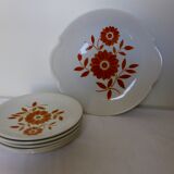 6 assiettes dessert & 1 plat a tarte des années 70 210194