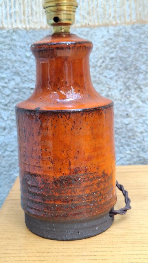 Lampe a poser en céramique signé Belka, Danemark abat jour en corde