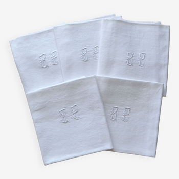 Set of 5 monogrammed napkins