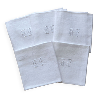 Set of 5 monogrammed napkins