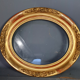 Oval frame nineteenth century gilded stucco wood and glass 36x31 foliage 28x23 cm