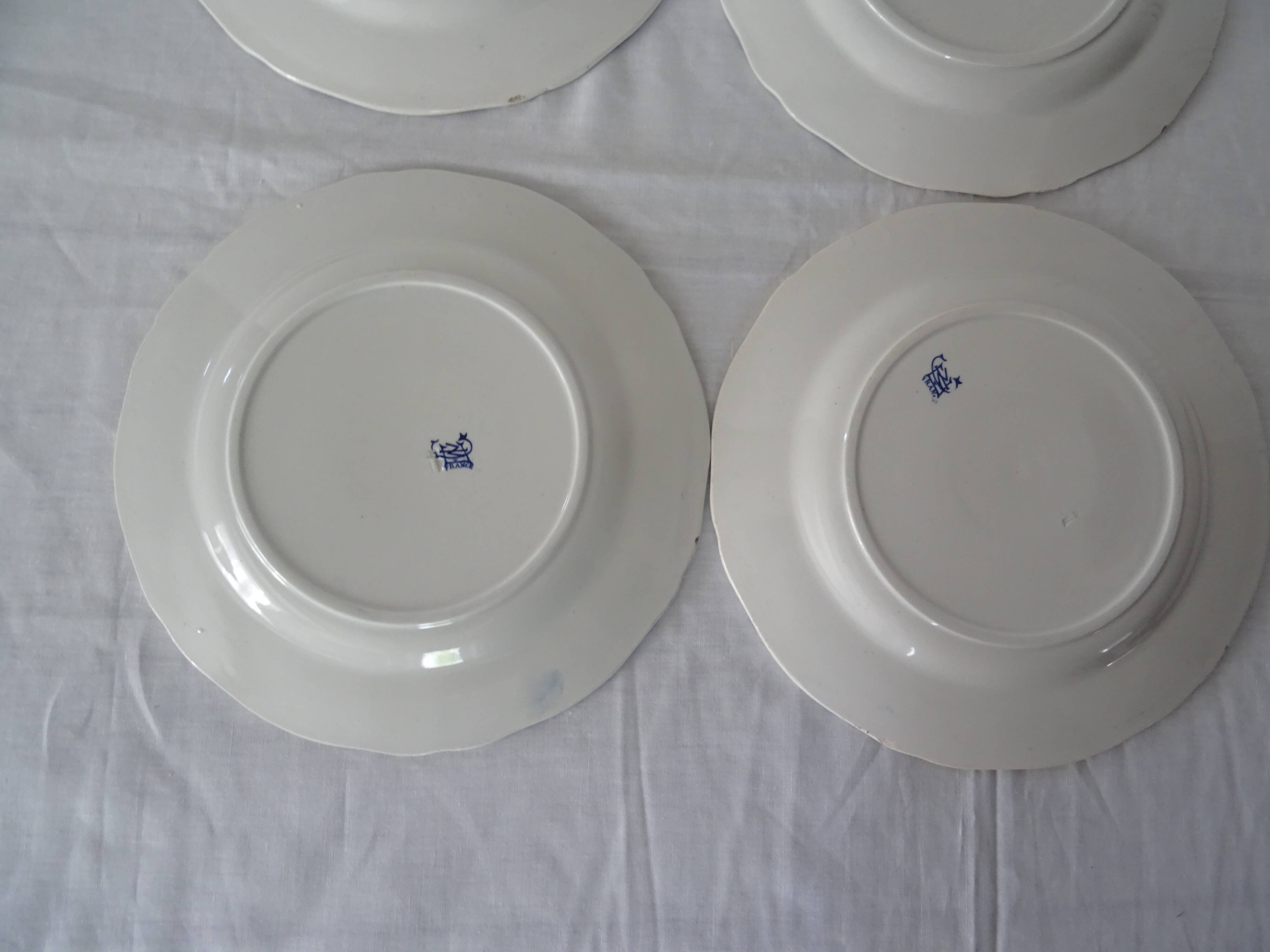 8 plates 160223 gien blue flowers 4 flat & 4 hollow