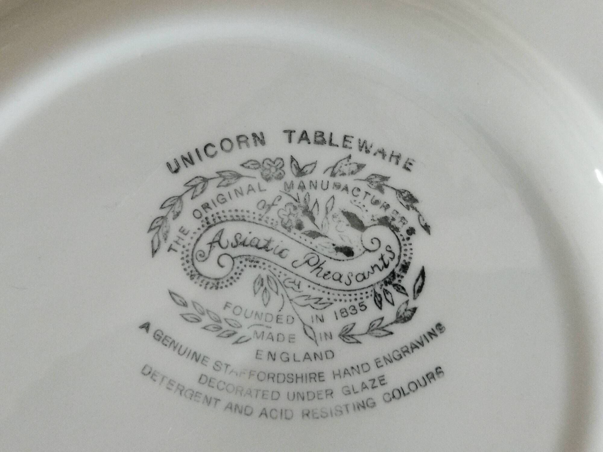 12 English dinner plates Enoch Wedgwood "Asiatic Pheasants"