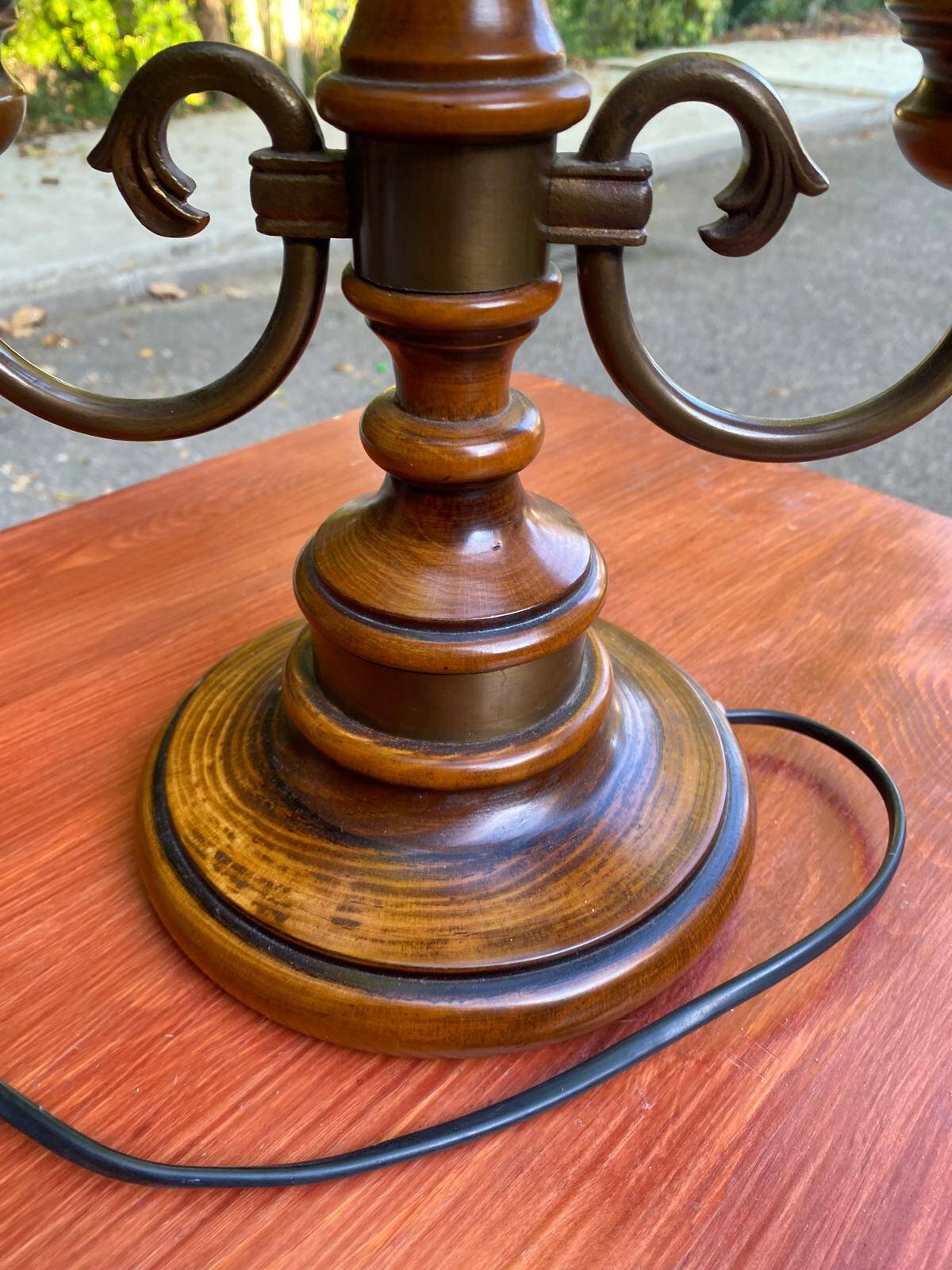 Hot water bottle lamp in solid wood and gilded bronze