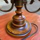 Hot water bottle lamp in solid wood and gilded bronze