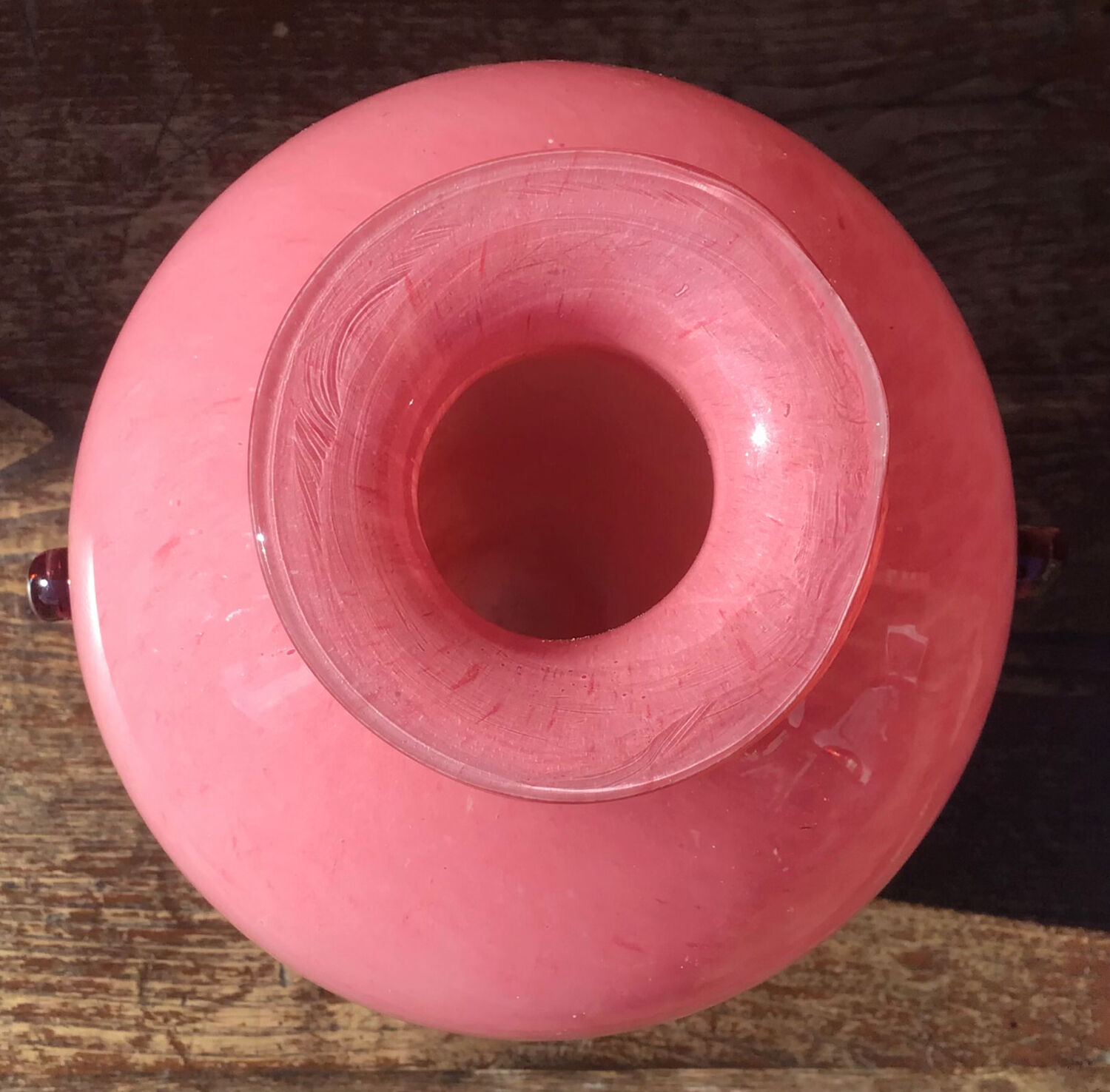 Art deco style pink glass vase