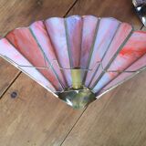 Paire d'appliques éventail art déco en laiton et pâte de verre