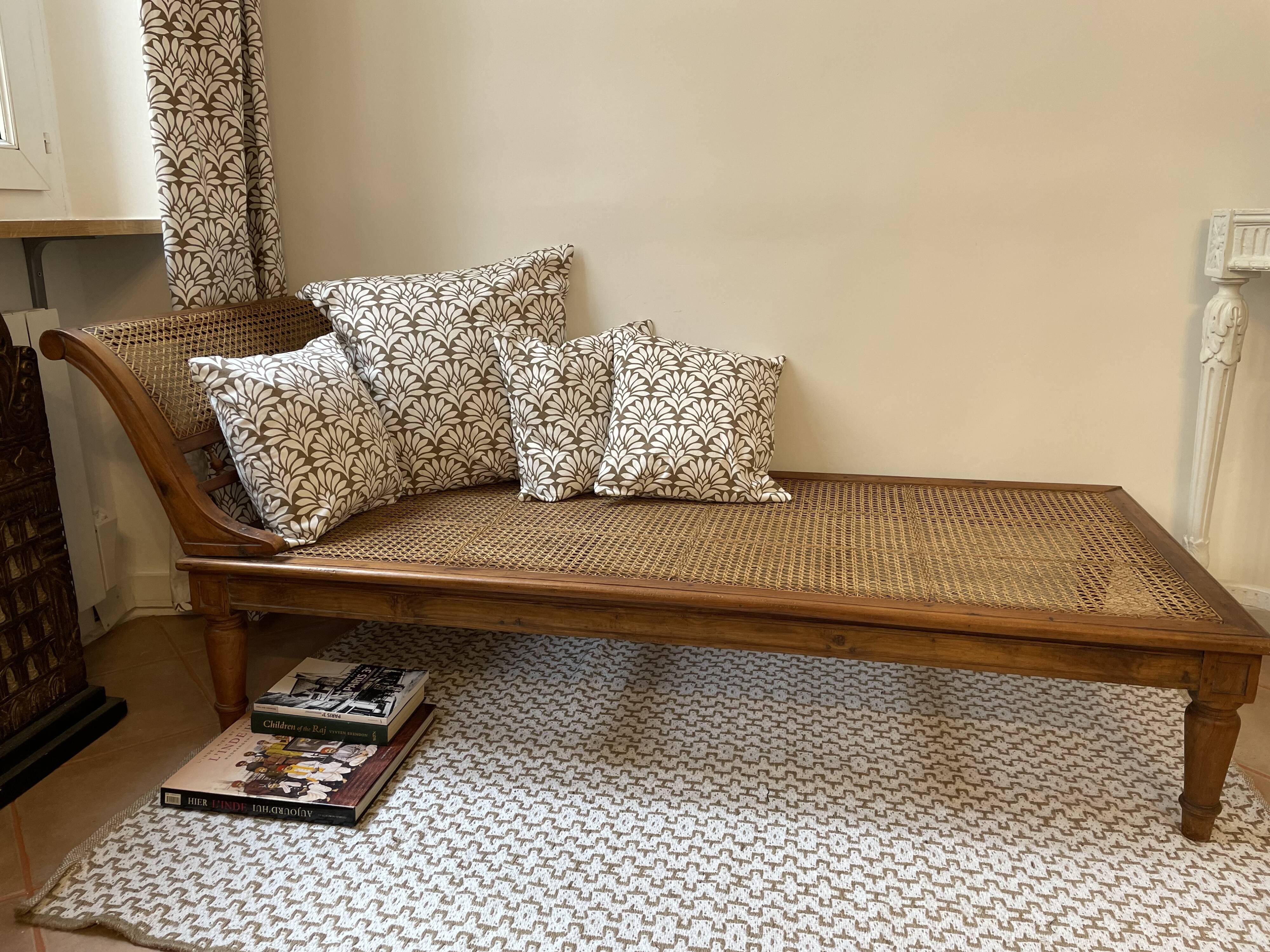 Indonesian daybed, canework and Java teak
