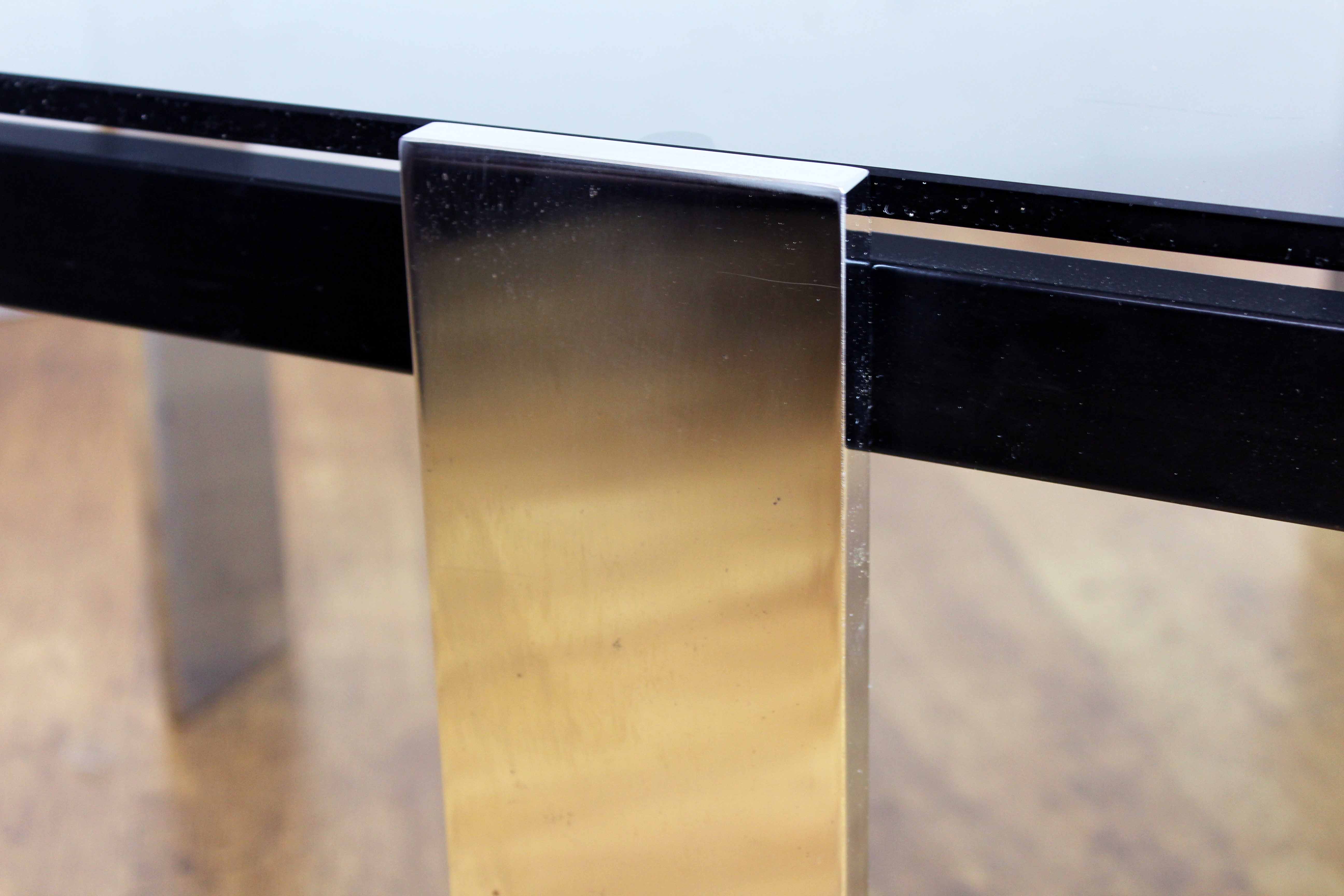 Smoked glass and metal coffee table, 1970s