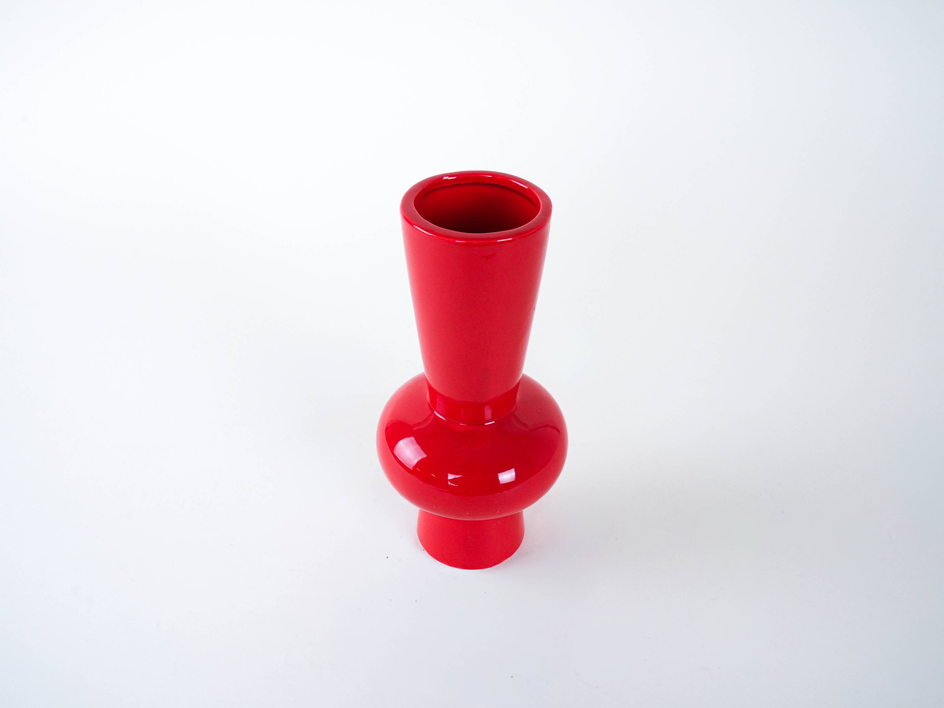 Red ceramic vase, Danish design, 1970s, made in Denmark