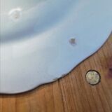 Assiette plate ancienne faïence fleurie bord bleu vintage