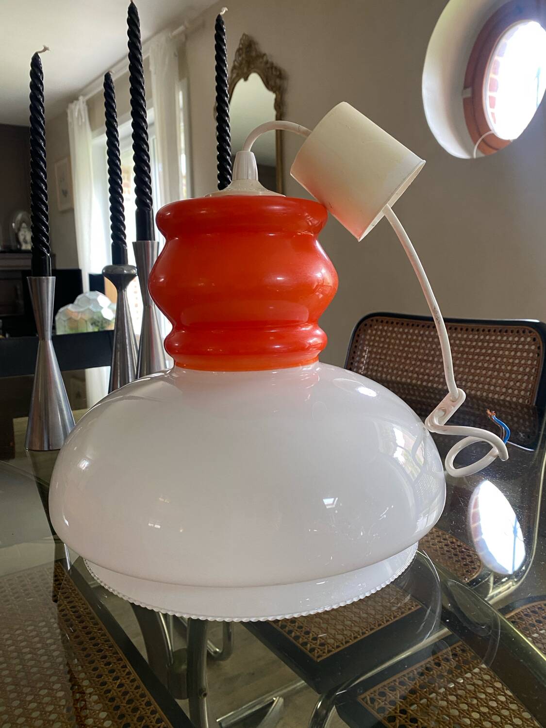 Vintage opaline pendant light