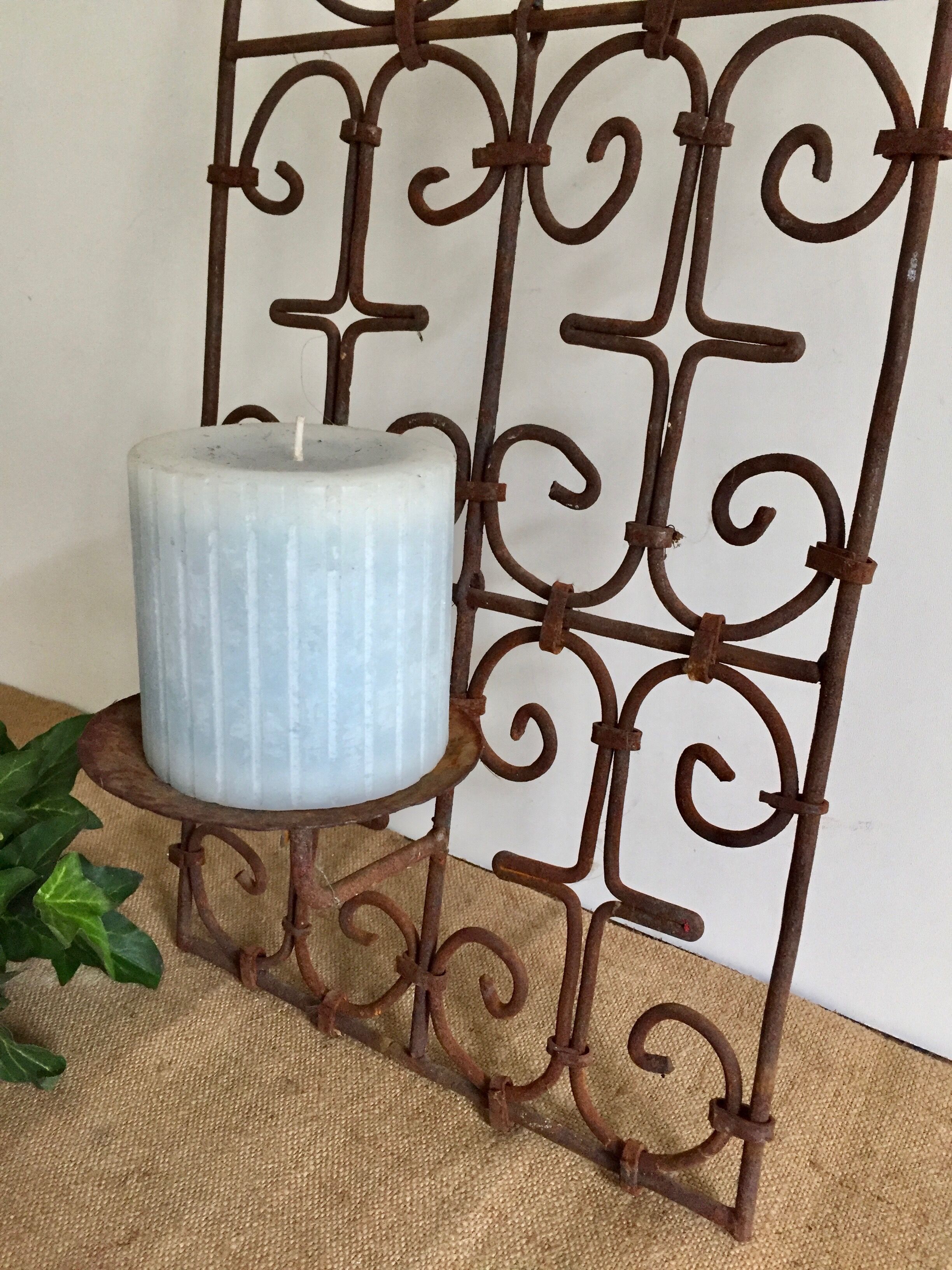 Wrought iron picnic, wall lamp, candleholder