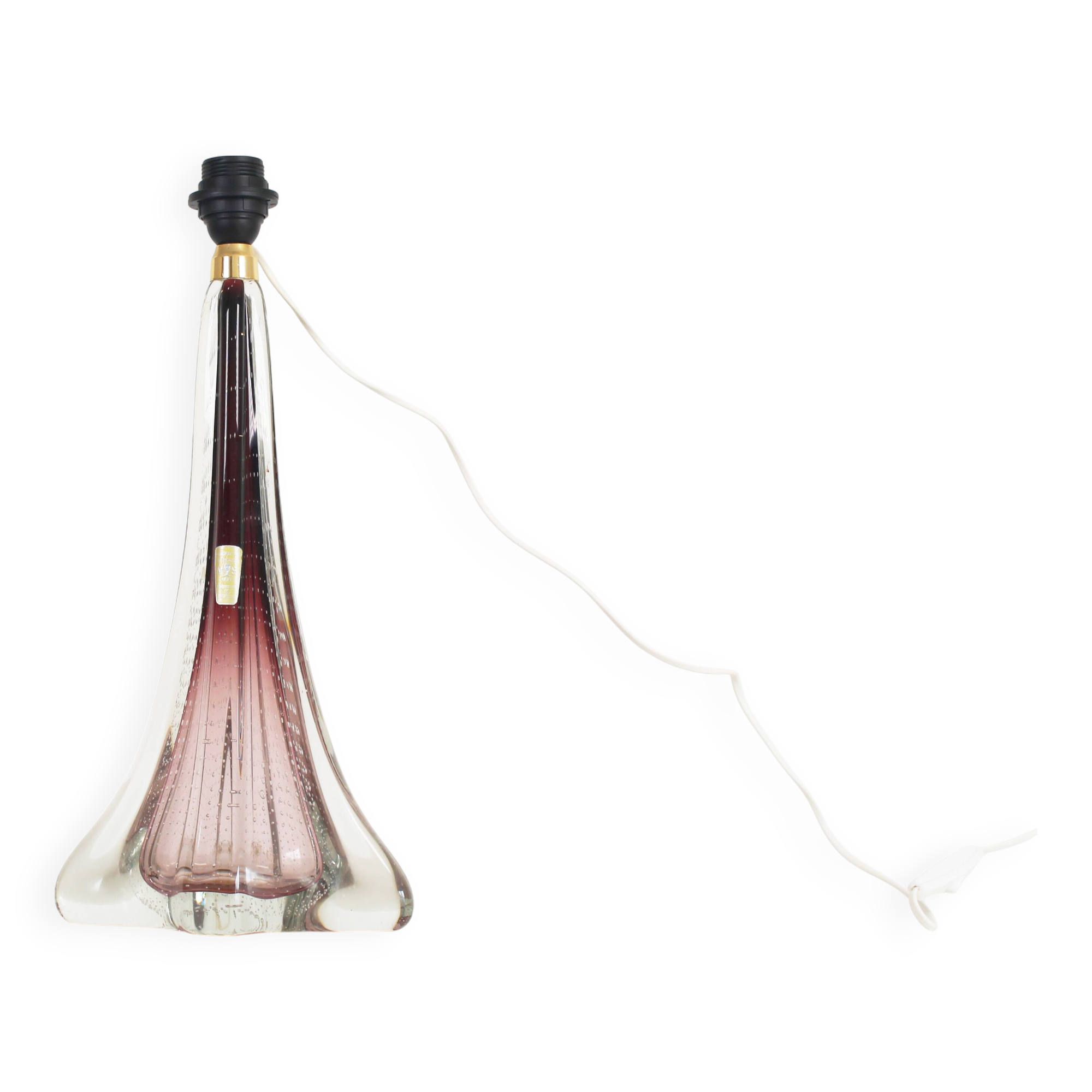 Vintage French crystal glass table lamp in the style of Val Saint Lambert