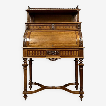 Louis XVI Parisian cylinder desk in blond mahogany circa 1850