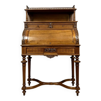 Bureau cylindre Parisien louis XVI en acajou blond vers 1850