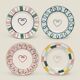 Set of 4 Heart Bread Plates / Coasters