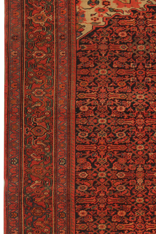 tapis de laine orange persan fait main, tapis oriental de malayer- 127x203cm