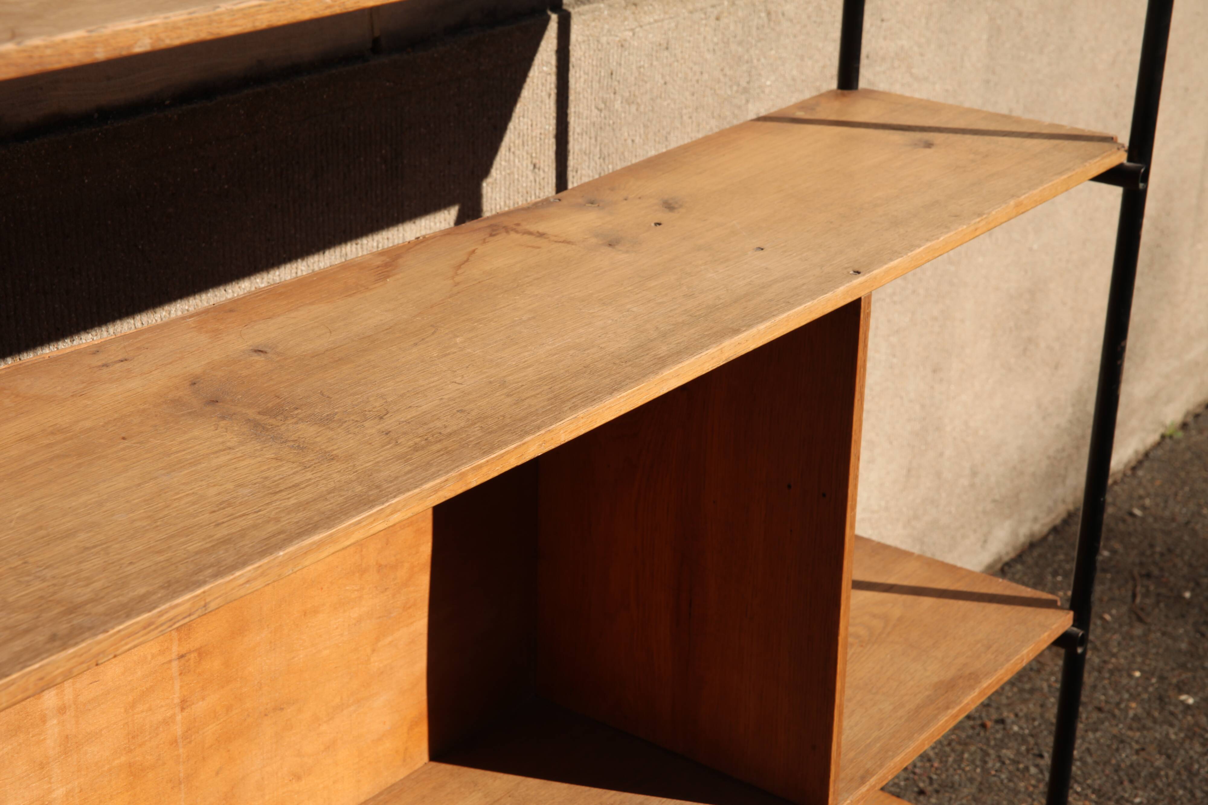 Industrial metal and wood library