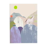 Illustration libre courante avec un cheval dans les montagnes