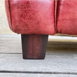 Set of sofas, red leather, 1980s reissue