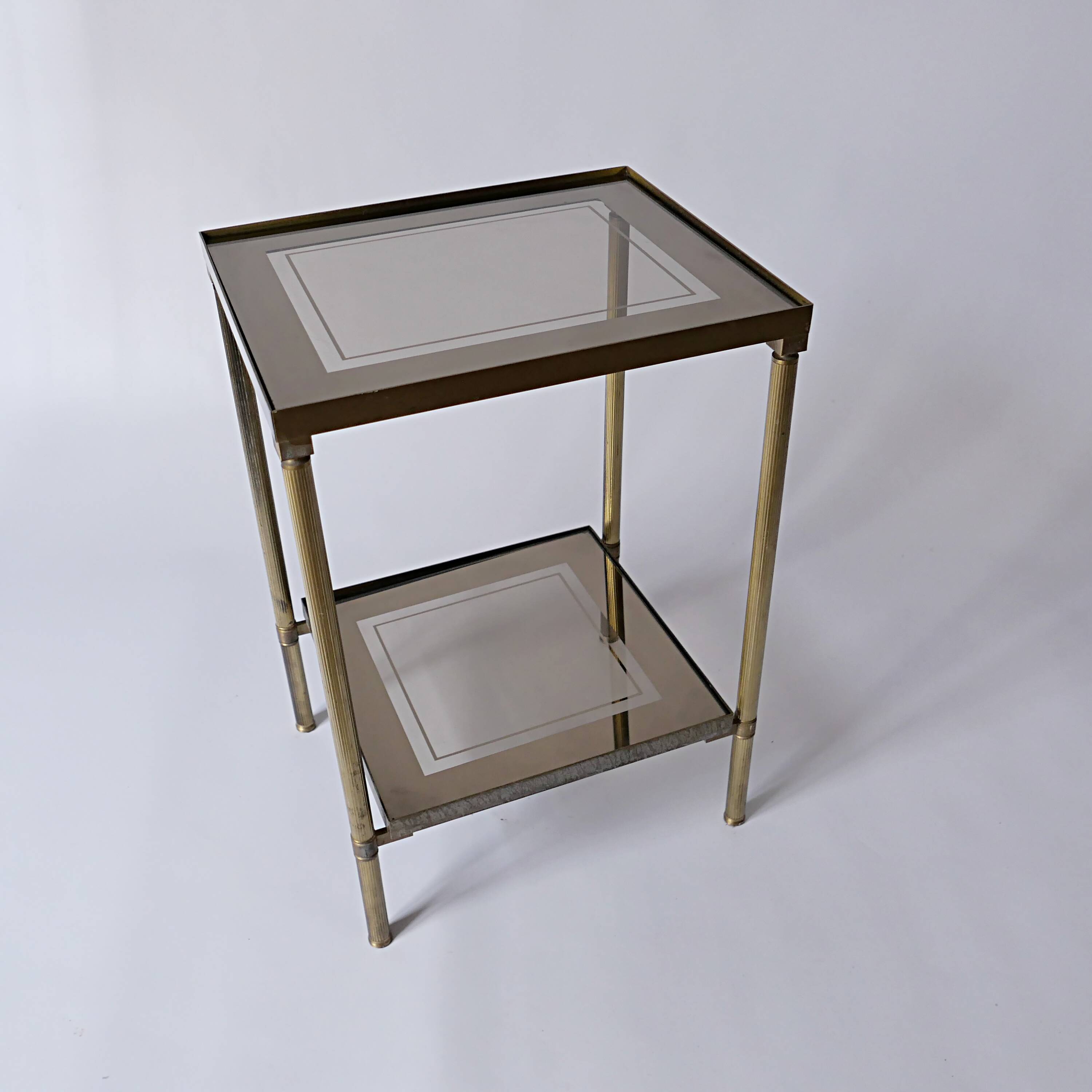 saddle table in brass smoked glass mirror old vintage Jansen house