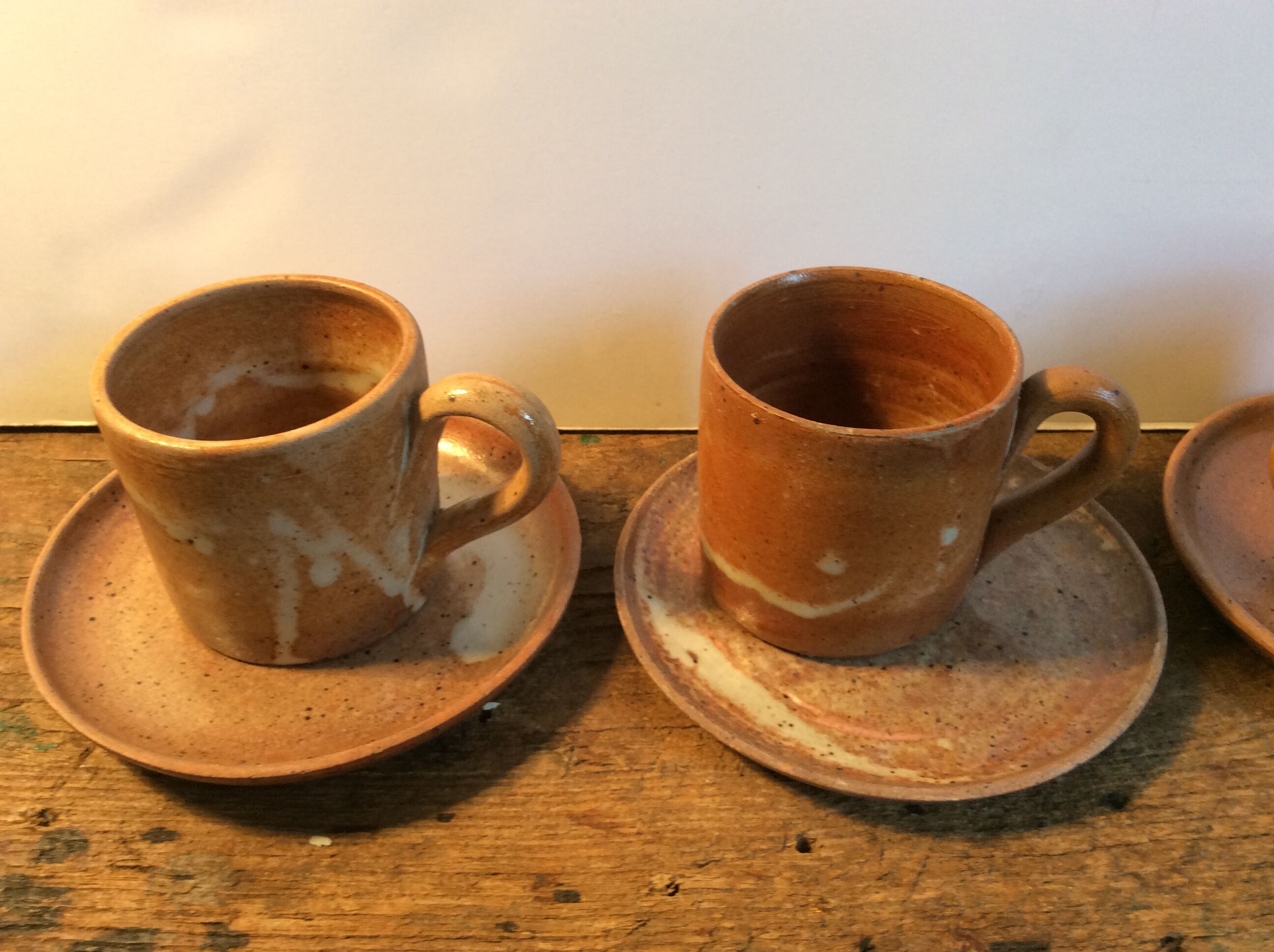 Set of 4 vintage stoneware coffee cups