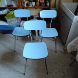 3 chaises formica bleu clair