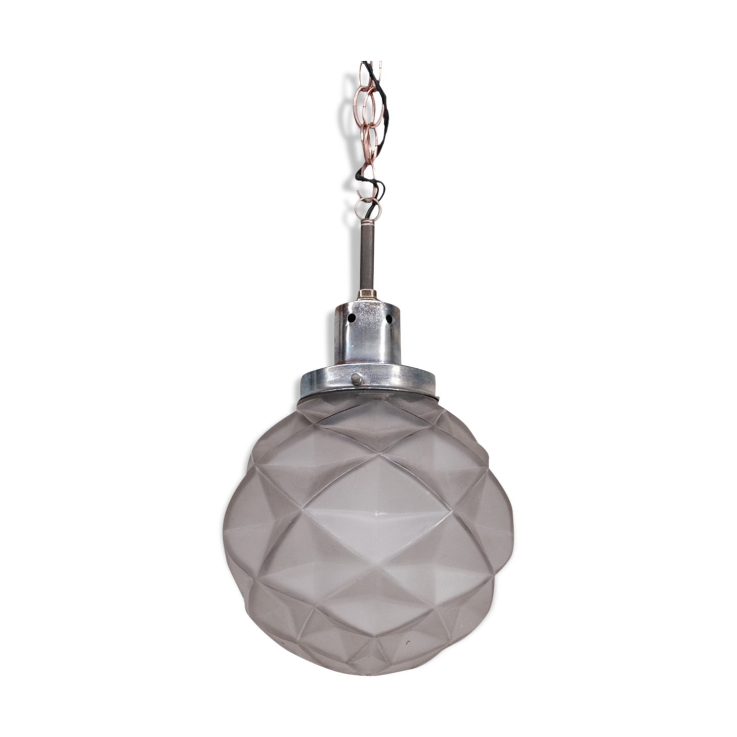 Geometric etched glass art deco pendant light