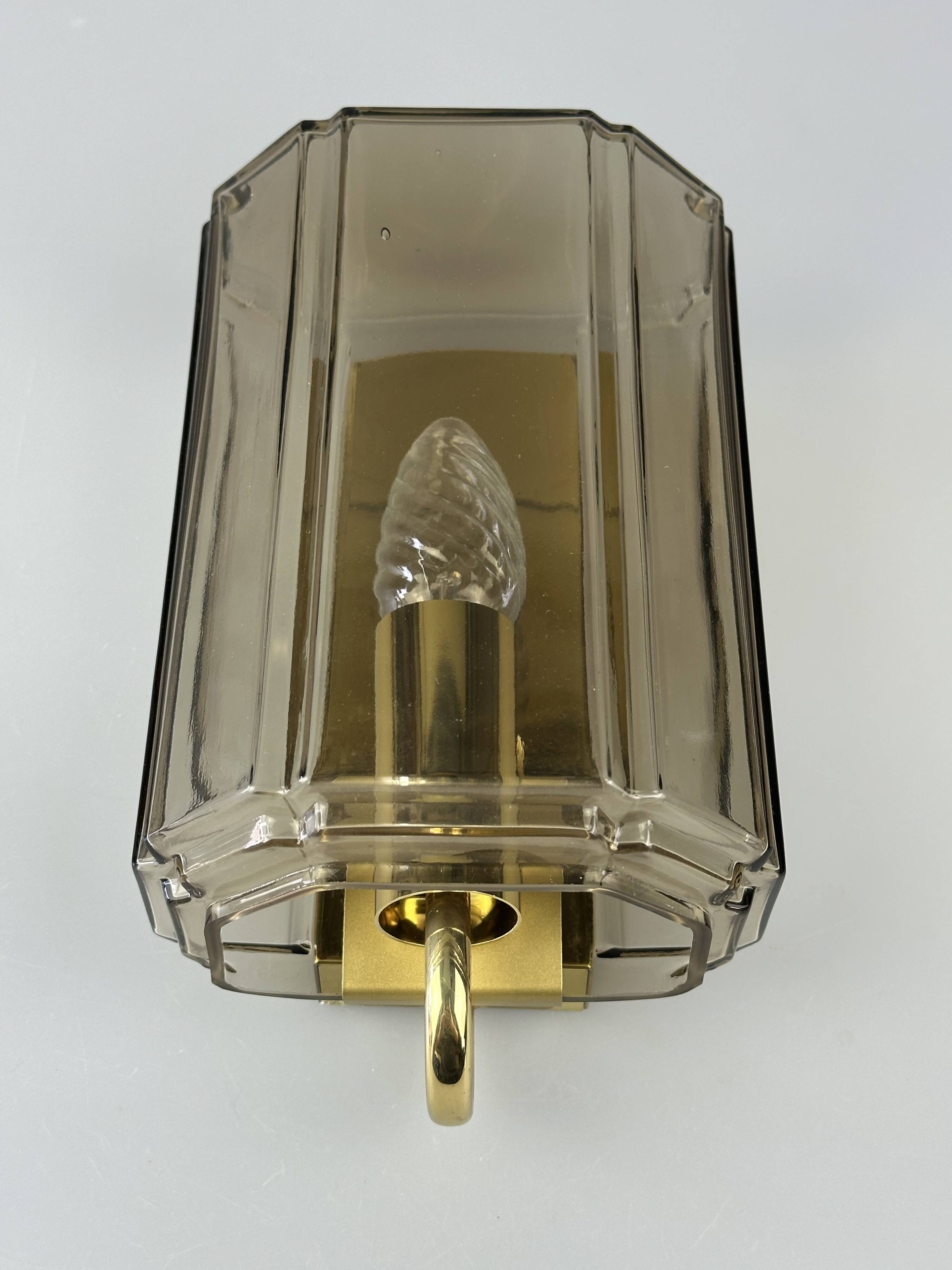 1960s/70s Wall Lamp Glashütte Limburg Germany Glass & Metal Age Design