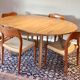 able to eat vintage round in formica imitation teak, with hidden extension, Scandinavian style