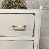 Commode pieds compas patinée