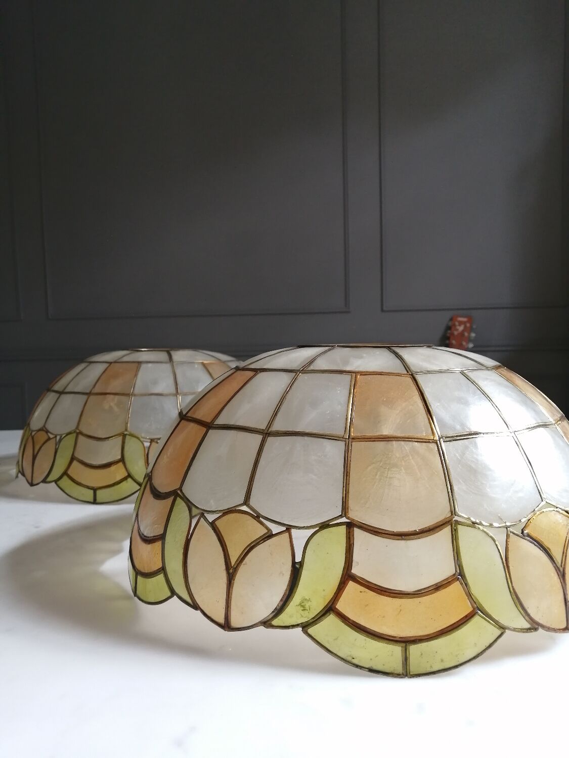Pair of mother-of-pearl lampshades