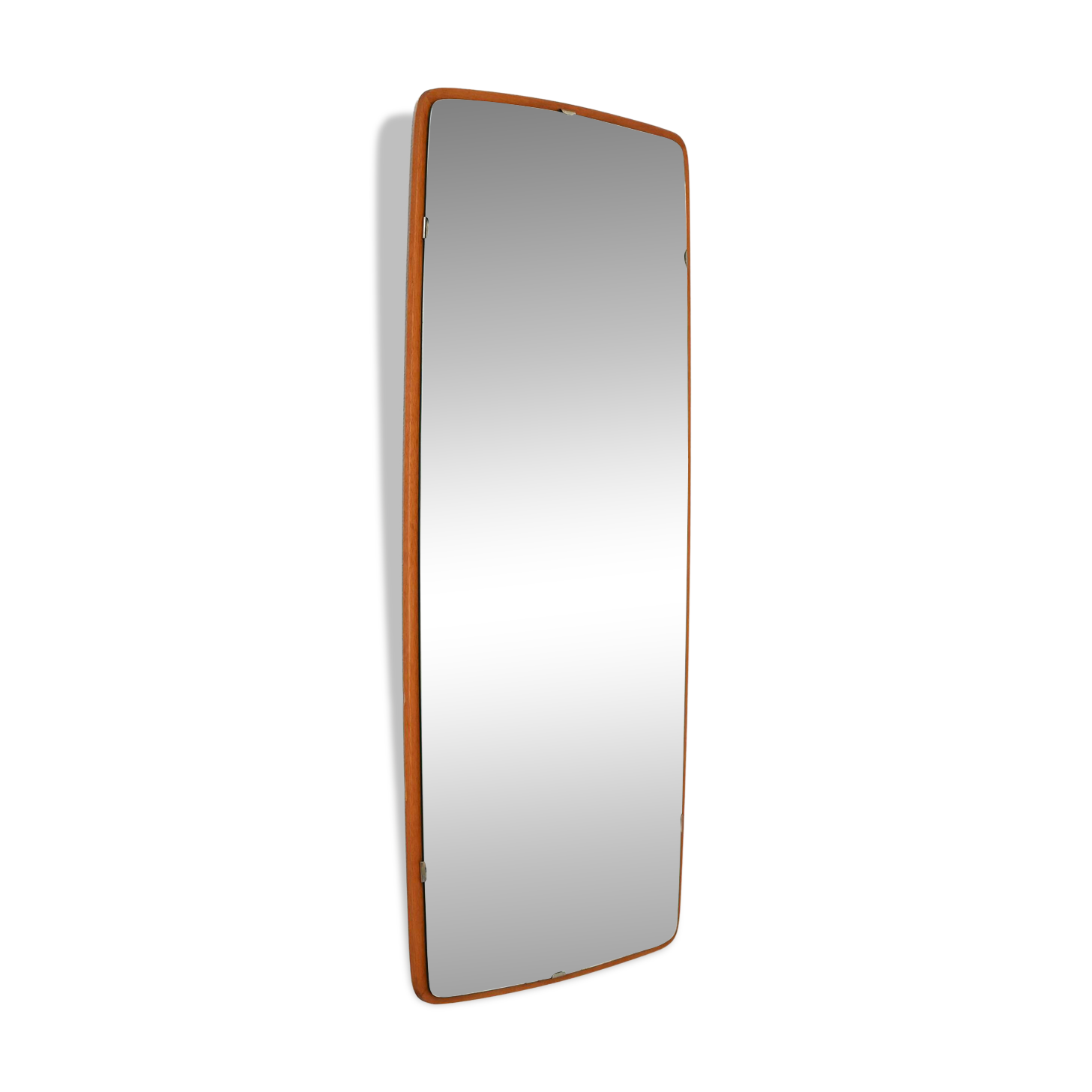 Scandinavian slightly convex rectangular teak mirror by "Kron"