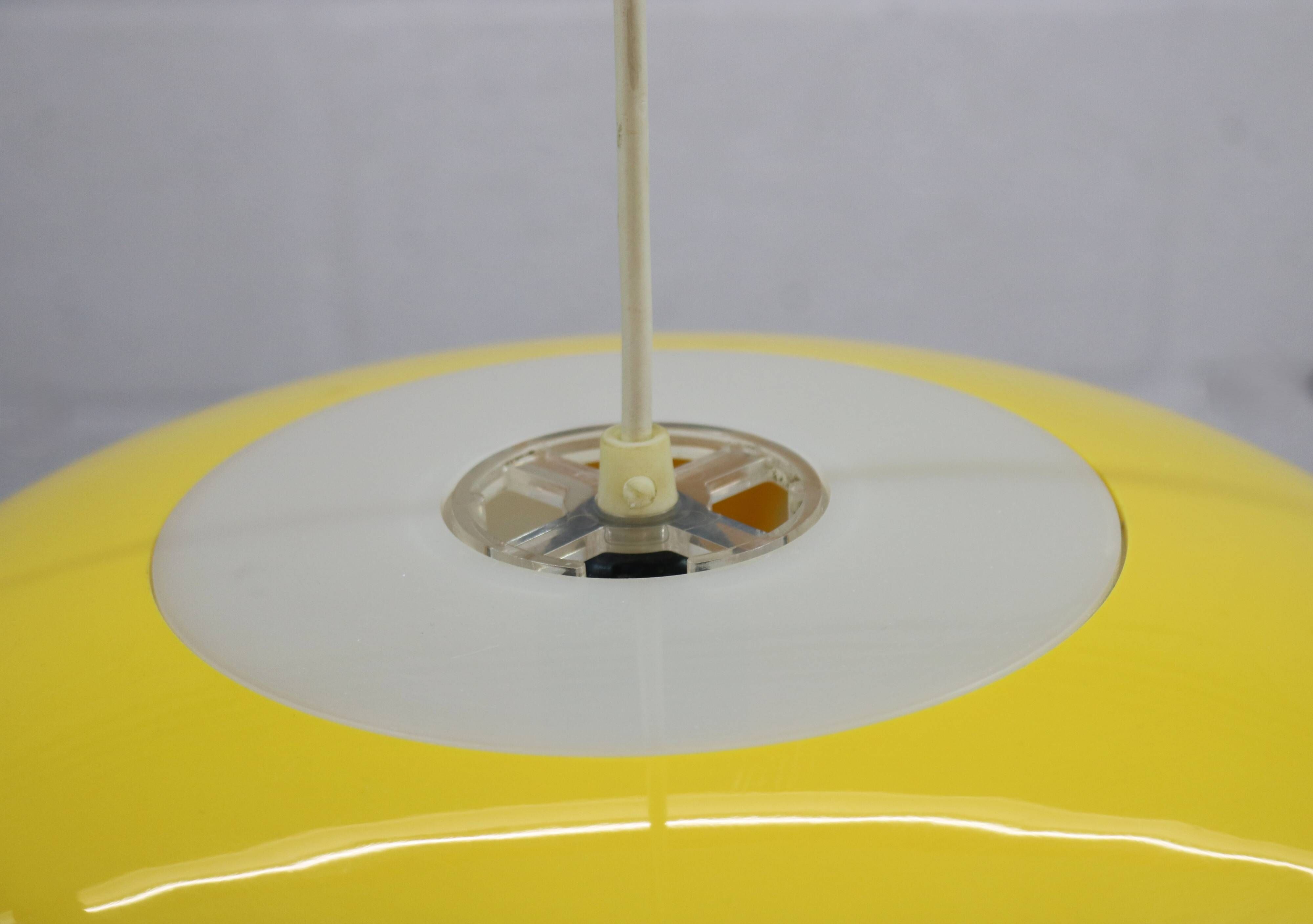 Massive Belgium Bug Eye Space Age UFO Lamp, Yellow Mid-Century Modern Light