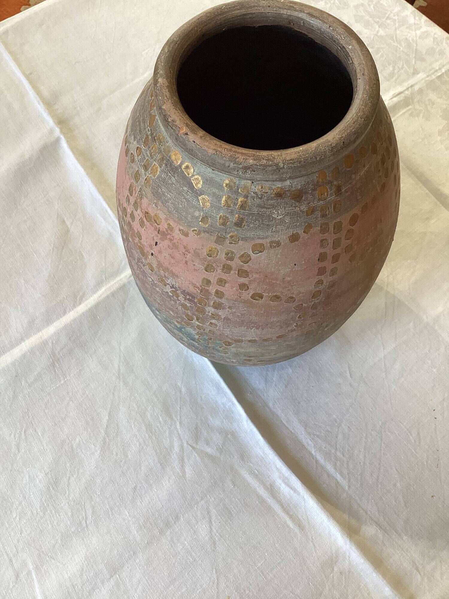 Vintage ceramic artisanal vase dimensions: height-30 cm-diameter-22 cm