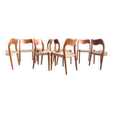Lot de 8 chaises de salle à manger modèle 71 en teck par Niels O. Møller